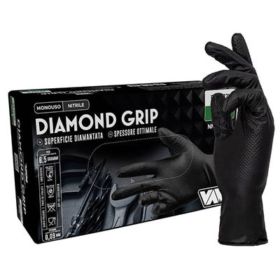 GUANTI IN NITRILE NERI DIAMOND GRIP BLACK S/P 50 PZ TG.XXL